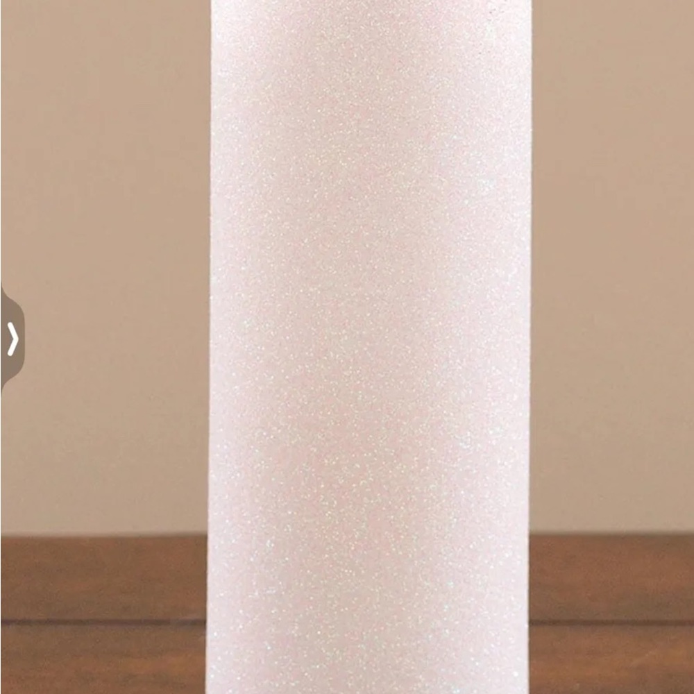 White Glitter Battery Operated 8 In Piller Candle, New!